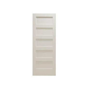 Losa para puerta interior de MDF con imprimación de núcleo sólido de 5 paneles Shaker de 36 in x 8 ft
