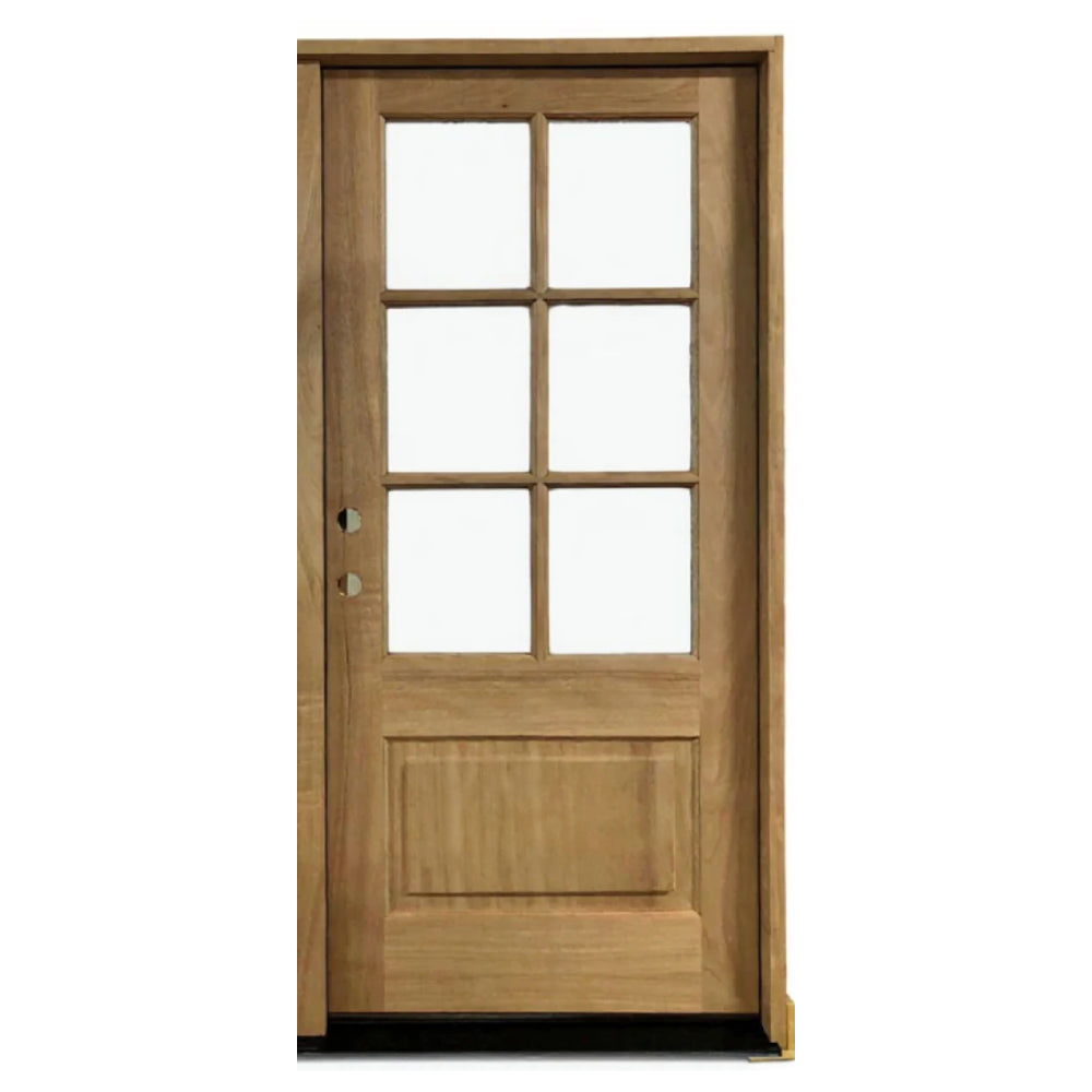 3/0x6/8 Mahogany Prehung Front Door With 6 Lites and No Moulding