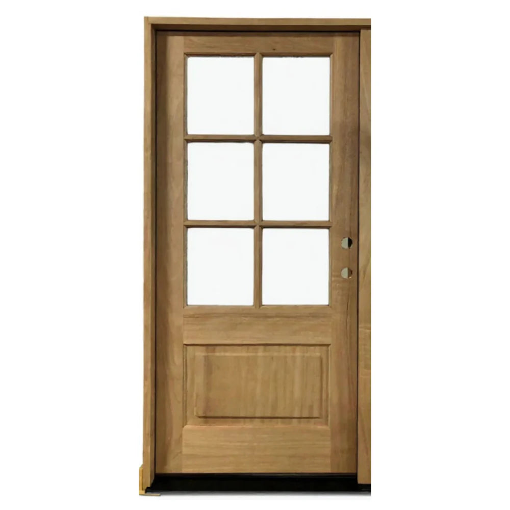 3/0x6/8 Mahogany Prehung Front Door With 6 Lites and No Moulding