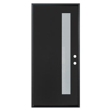 3/0x6/8 Single Prehung Fiberglass Door in Black with 1 Lite