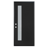 Puerta de fibra de vidrio precolgada simple de 3/0 x 6/8 en color negro con 1 panel