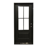 3/0x6/8 Single Prehung Fiberglass Door with 4 Lites in Charcoal