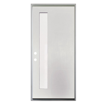 3/0x6/8 Single Prehung Fiberglass Primed Door with 1 Lite