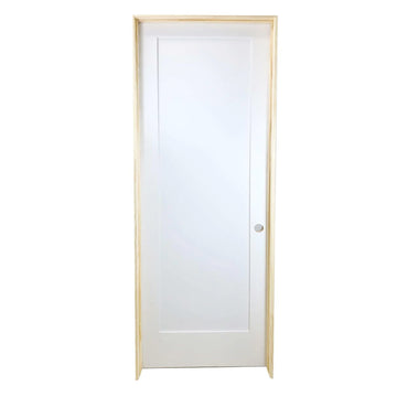 3/0 x 6/8 White 1-Panel Shaker Solid Core Primed MDF Prehung Interior Door