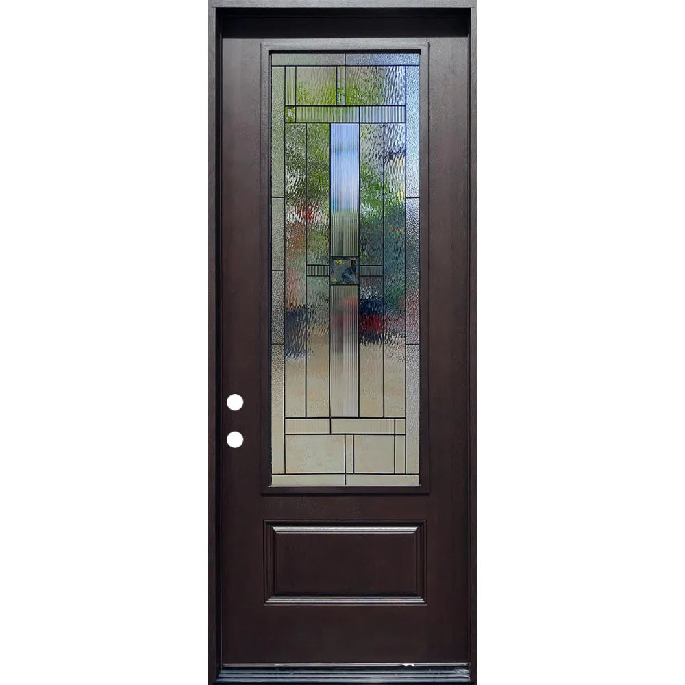 3/0x8/0 Hometown Single Prehung Fiberglass Door in Dark Walnut