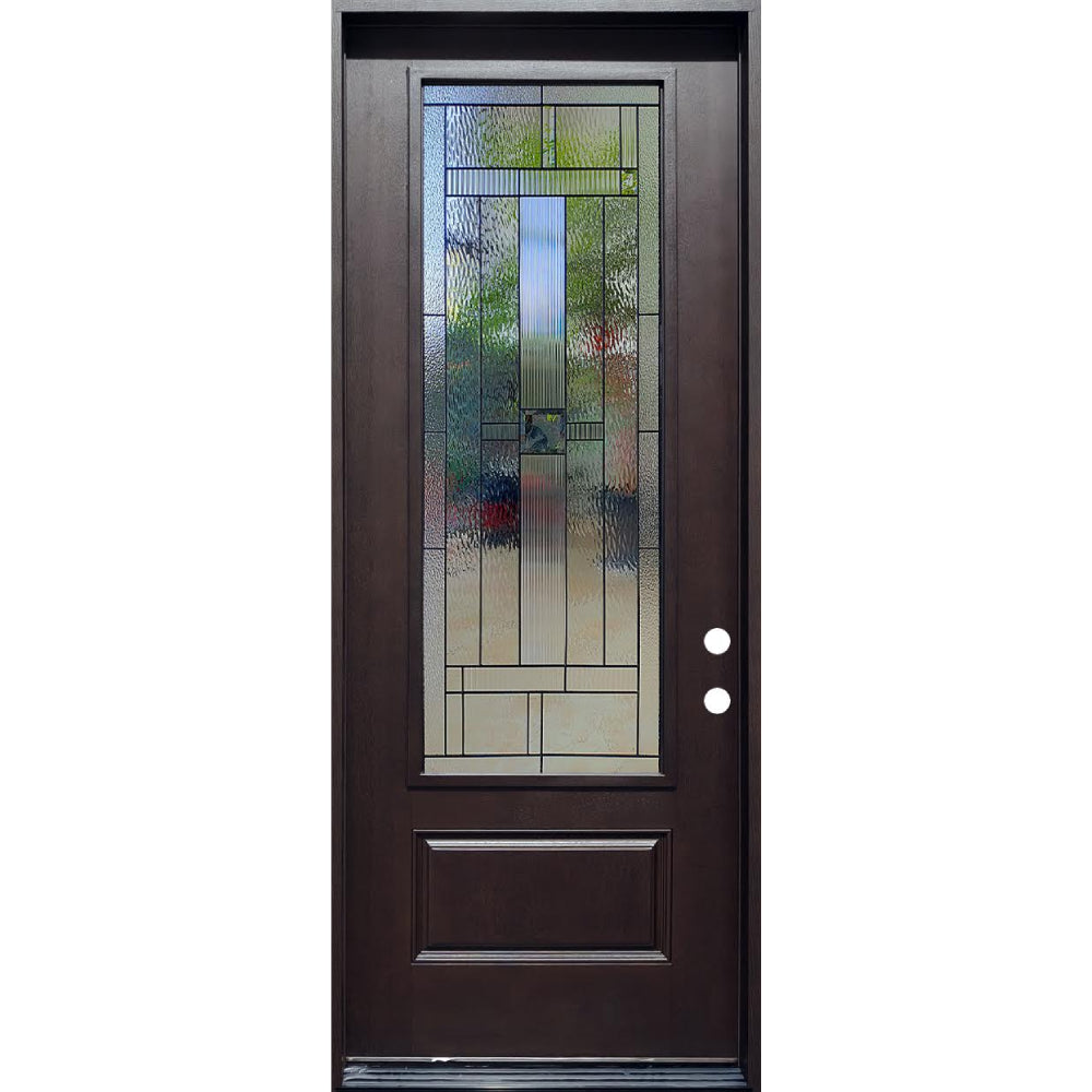 3/0x8/0 Hometown Single Prehung Fiberglass Door in Dark Walnut