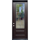 3/0x8/0 Hometown Single Prehung Fiberglass Door in Dark Walnut
