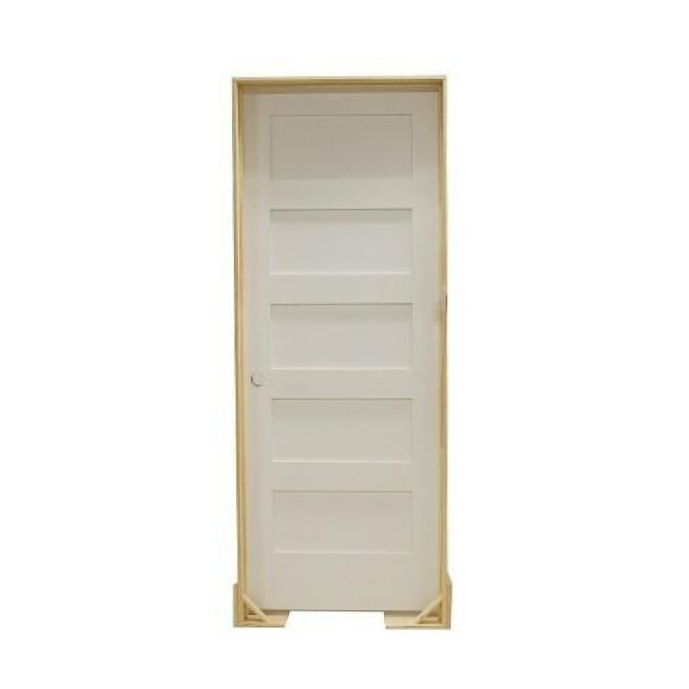 Puerta interior precolgada de MDF con núcleo sólido y 5 paneles, de estilo Shaker, de 3/0 x 8 pies