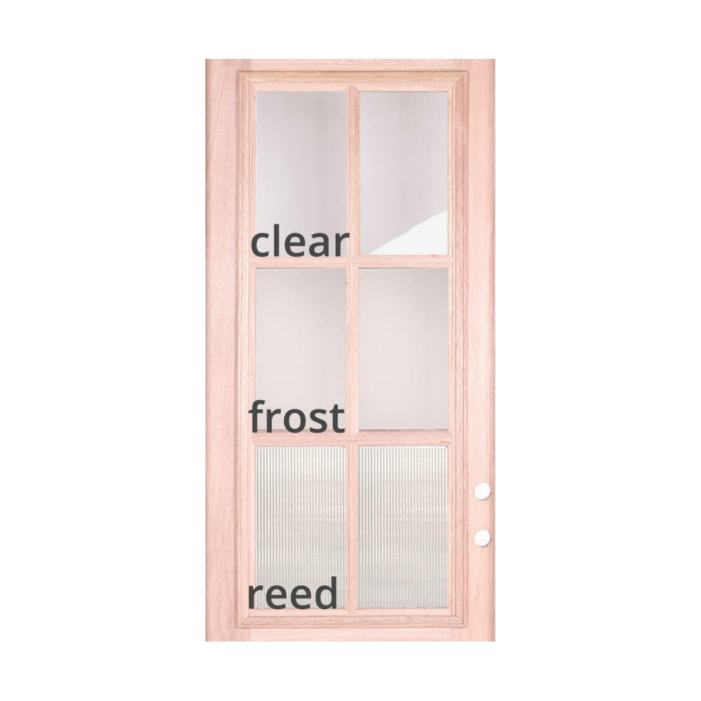 Puerta precolgada exterior de caoba de 3 pies x 6 pies 8 pulgadas, moderna, de 4 lados