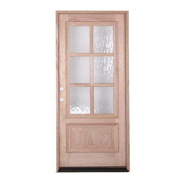 3 ft. x 6 ft. 8 in. Mahogany Prehung Front Door with 6 Lites