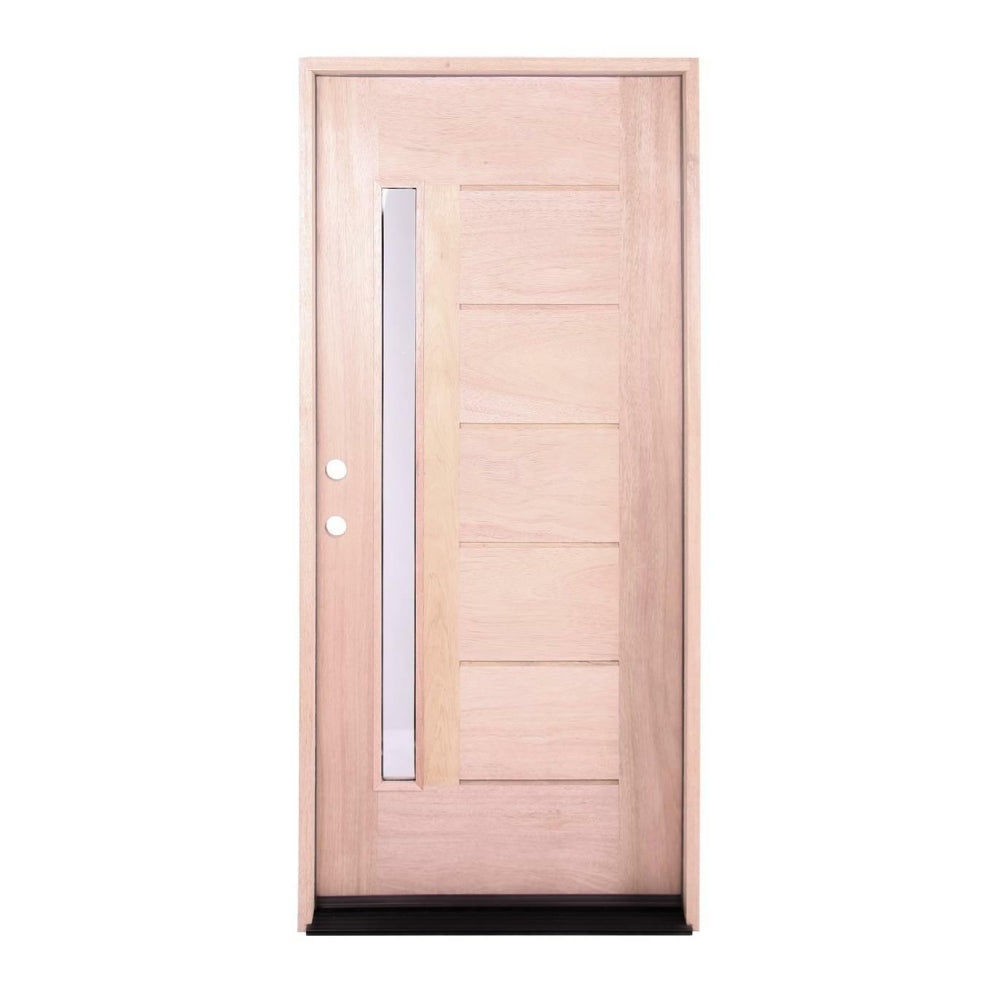 Puerta exterior de caoba de 3 pies x 6 pies 8 pulgadas con vidrio de una sola línea