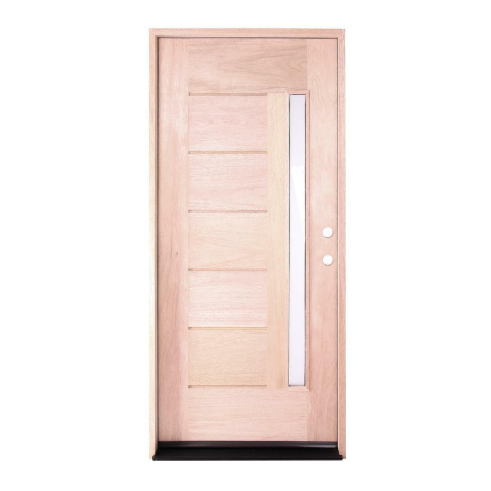 Puerta exterior de caoba de 3 pies x 6 pies 8 pulgadas con vidrio de una sola línea