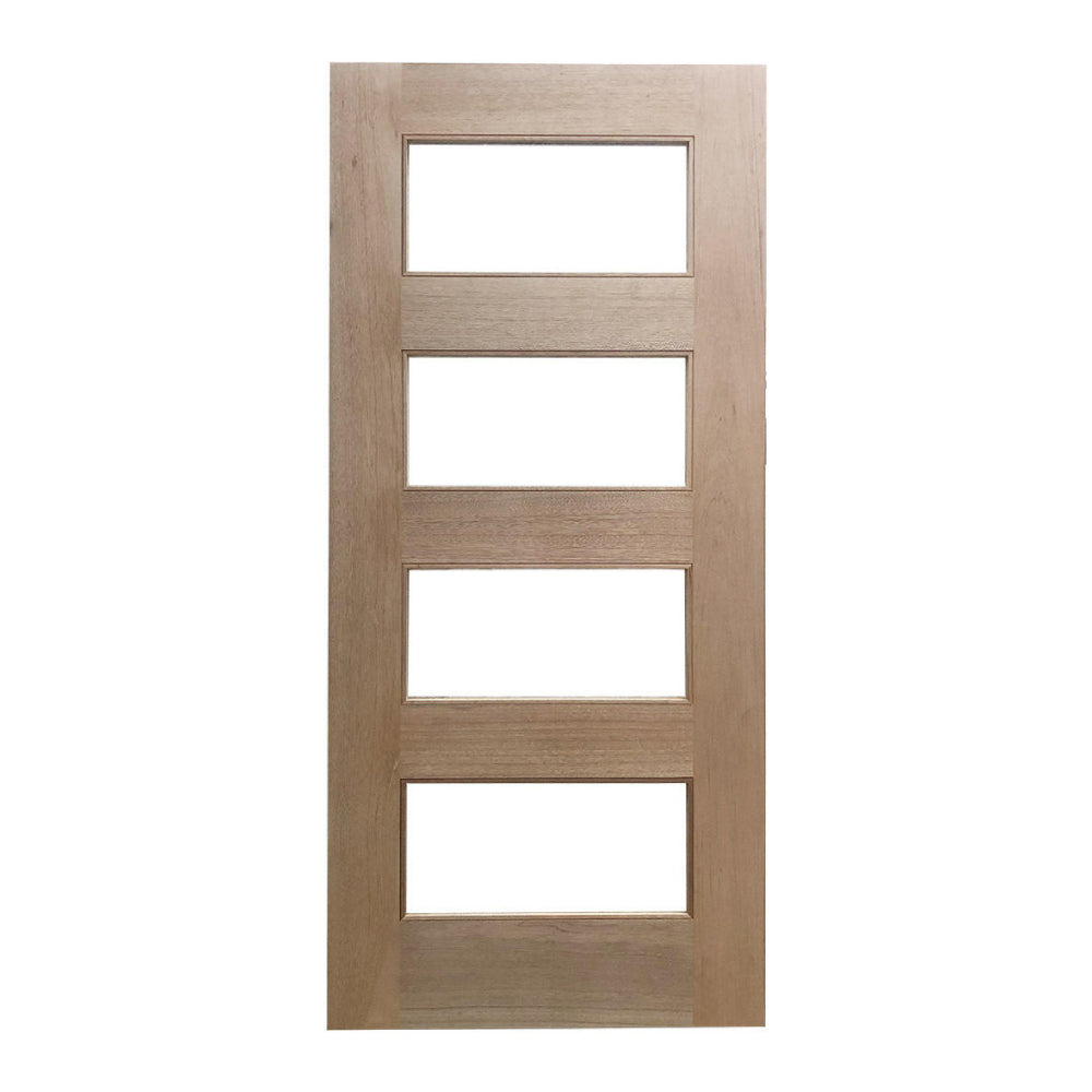 Losa de puerta exterior de caoba de 3 pies x 6 pies 8 pulgadas Modern 4 Lite