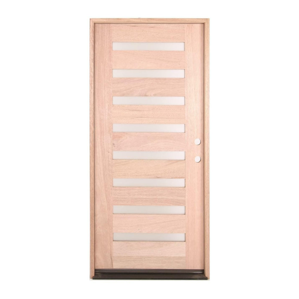 3 ft. x 6 ft. 8 in. Mahogany Exterior Prehung Door Modern 8 Lite