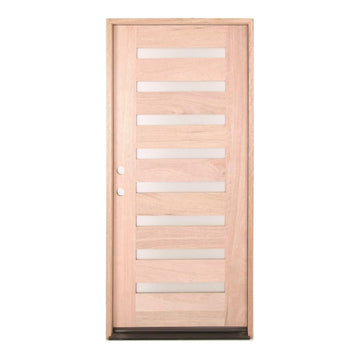 3 ft. x 6 ft. 8 in. Mahogany Exterior Prehung Door Modern 8 Lite