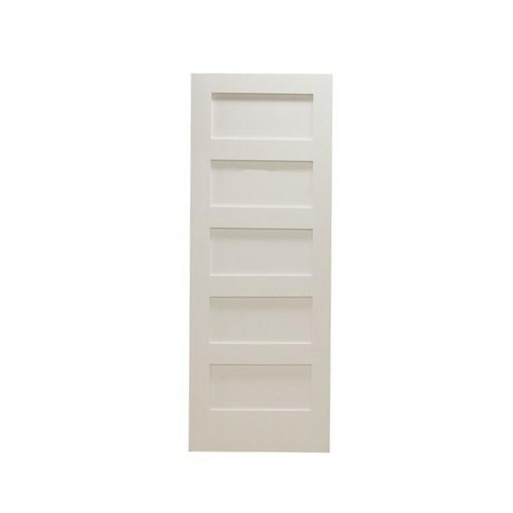 Losa para puerta interior de MDF con imprimación de núcleo sólido de 5 paneles Shaker de 3 pies x 6 pies 8 pulgadas