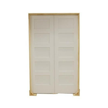 3 ft. x 6 ft. 8 in. Shaker 5-Panel Solid Core Primed MDF Prehung Interior French Door