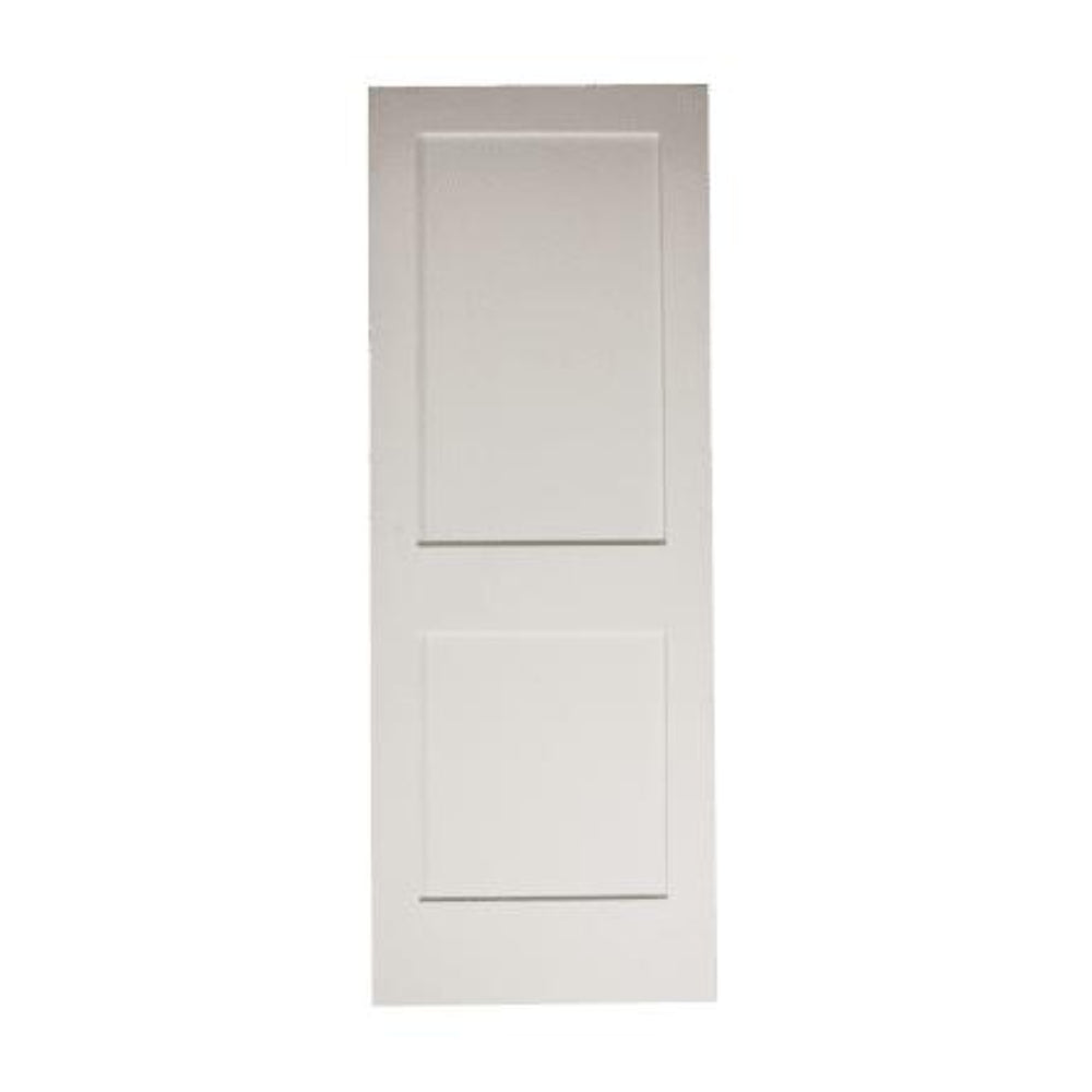 Losa para puerta interior de MDF con imprimación de núcleo sólido de 2 paneles, Shaker blanco, de 3 pies x 6 pies 8 pulgadas