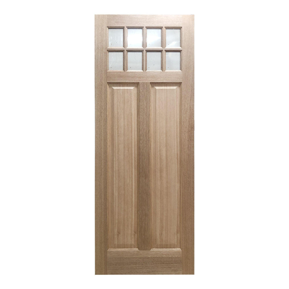Puerta exterior Craftsman de caoba de 3 pies x 8 pies con 8 paneles