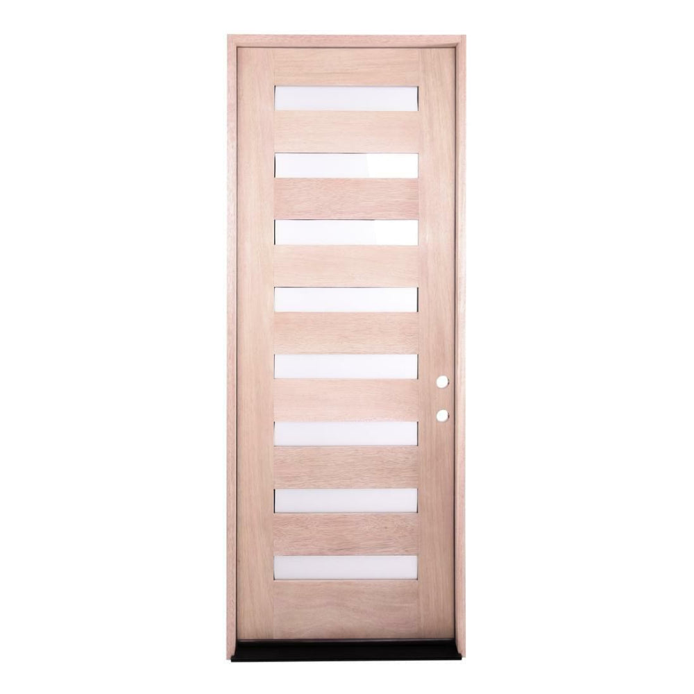 Puerta precolgada exterior de caoba de 3 pies x 8 pies, moderna, de 8 lados