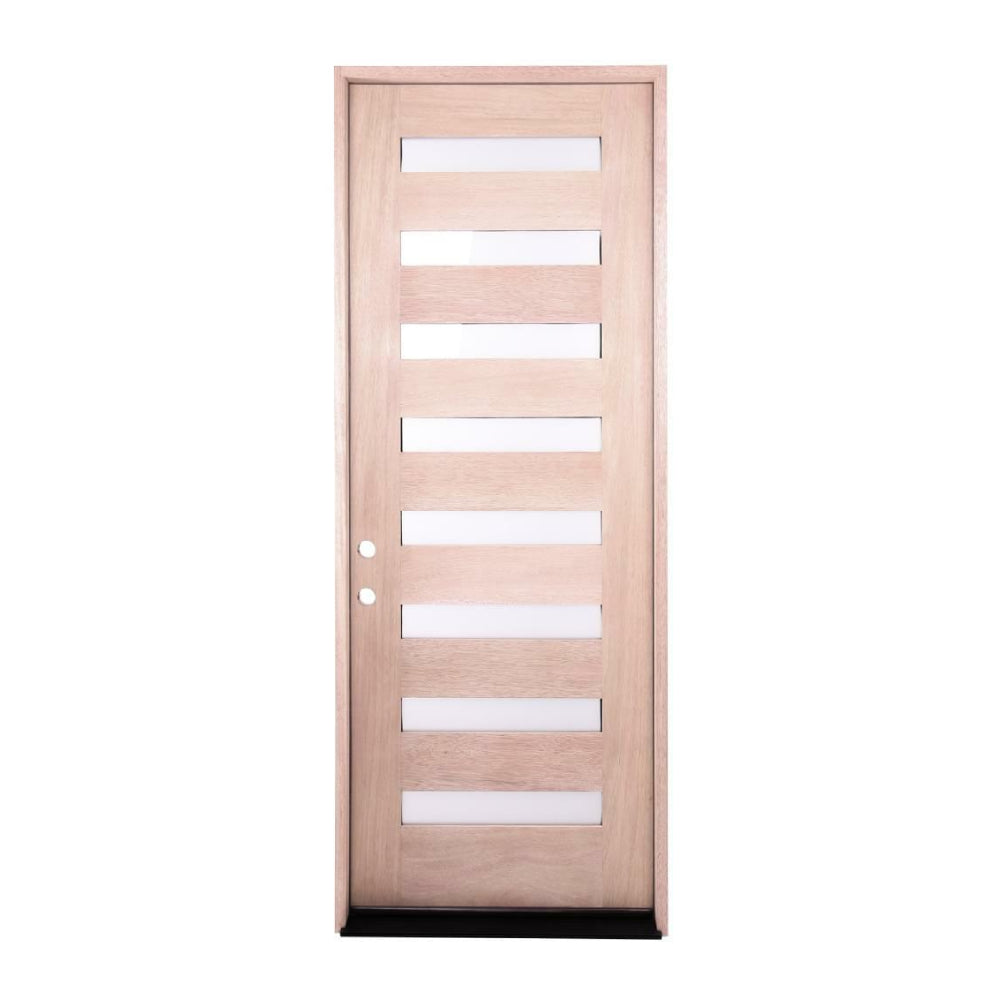 Puerta precolgada exterior de caoba de 3 pies x 8 pies, moderna, de 8 lados