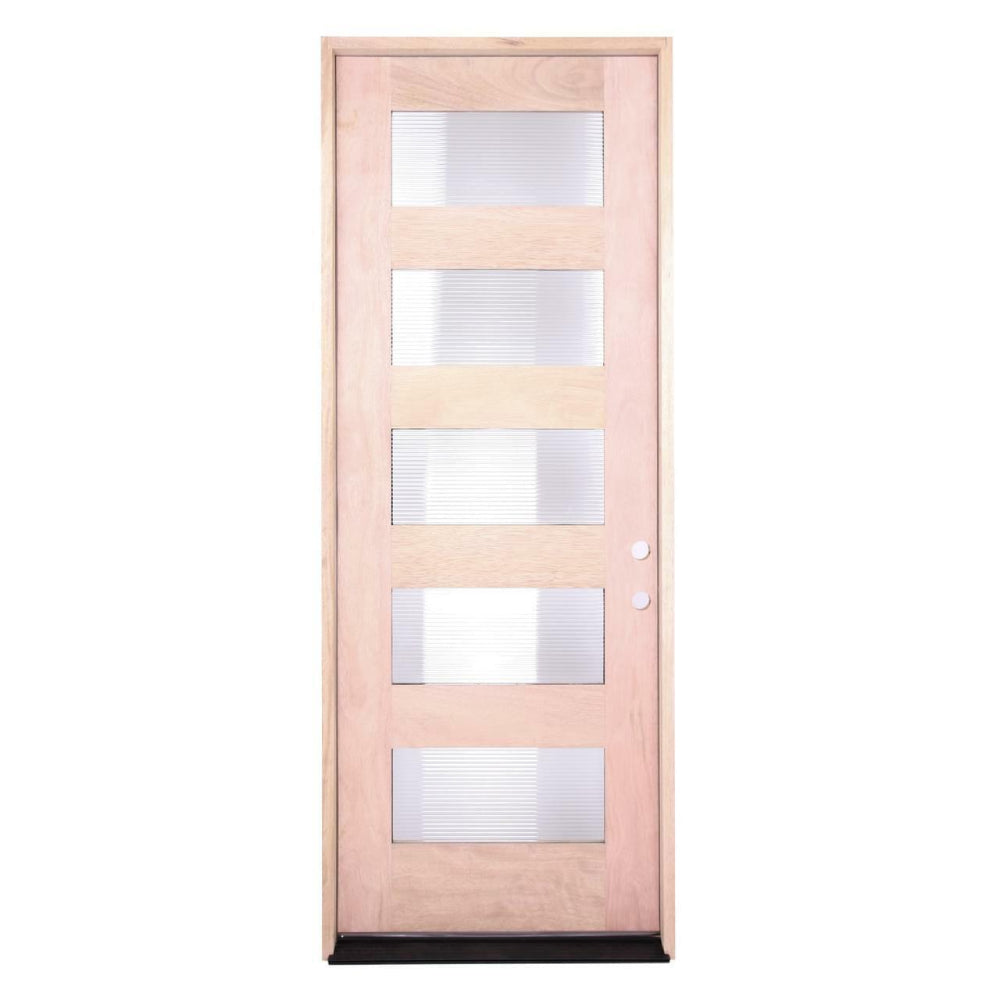 3 ft. x 8 ft. Mahogany Exterior Prehung Door Modern 5 Lite