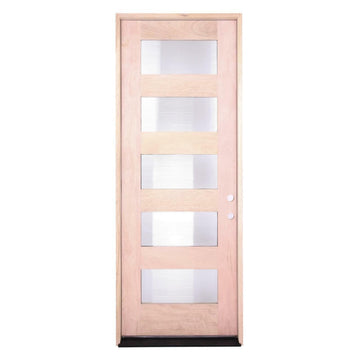 3 ft. x 8 ft. Mahogany Exterior Prehung Door Modern 5 Lite