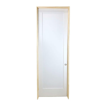 Puerta interior precolgada de MDF con imprimación de núcleo sólido Shaker de 3 pies x 8 pies, color blanco, de un panel