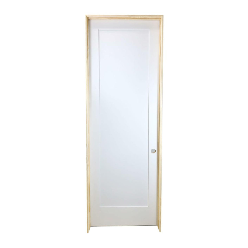 Puerta interior precolgada de MDF con imprimación de núcleo sólido Shaker de 3 pies x 8 pies, color blanco, de un panel
