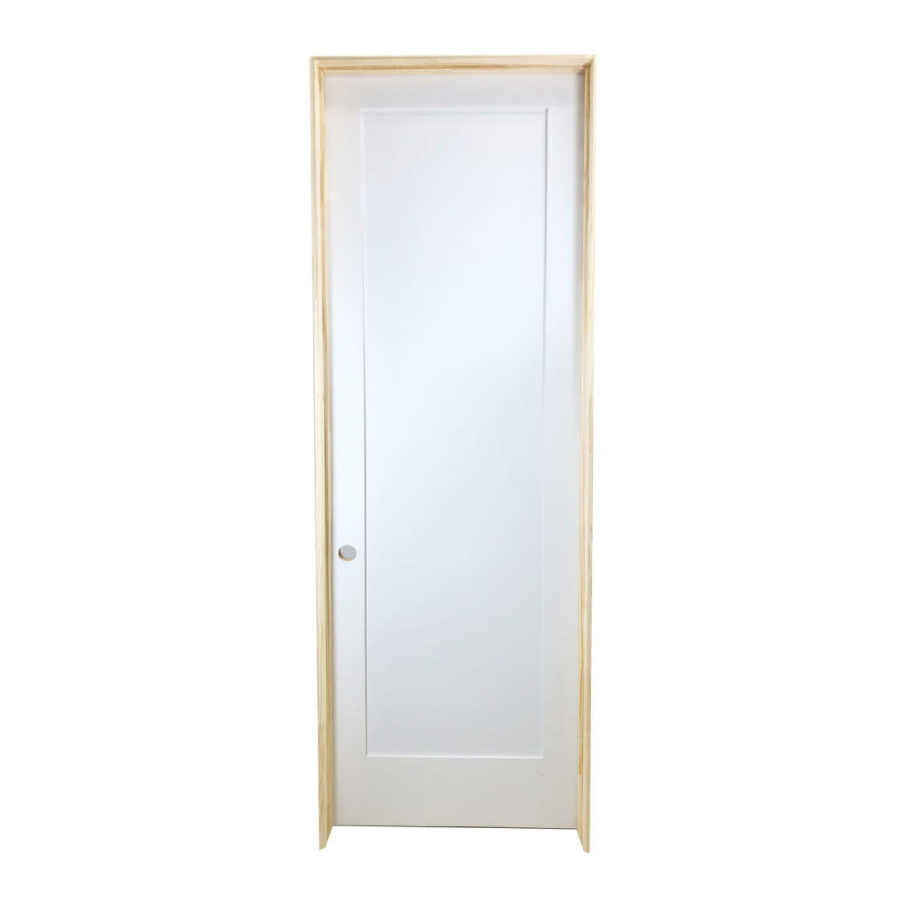 Puerta interior precolgada de MDF con imprimación de núcleo sólido Shaker de 3 pies x 8 pies, color blanco, de un panel