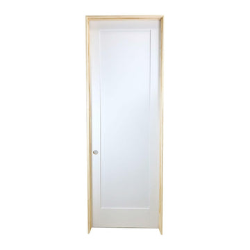Puerta interior precolgada de MDF con imprimación de núcleo sólido Shaker de 3 pies x 8 pies, color blanco, de un panel