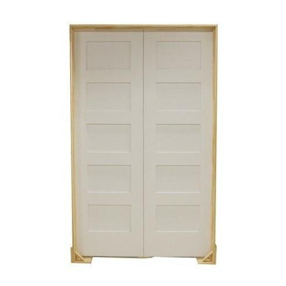 Puerta francesa interior precolgada de MDF con núcleo sólido y 5 paneles, estilo Shaker, de 4/0 x 96 pulgadas (copia)