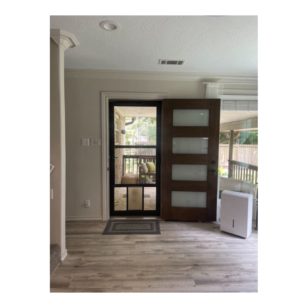 Puerta precolgada exterior de caoba de 3 pies x 6 pies 8 pulgadas, moderna, de 4 lados