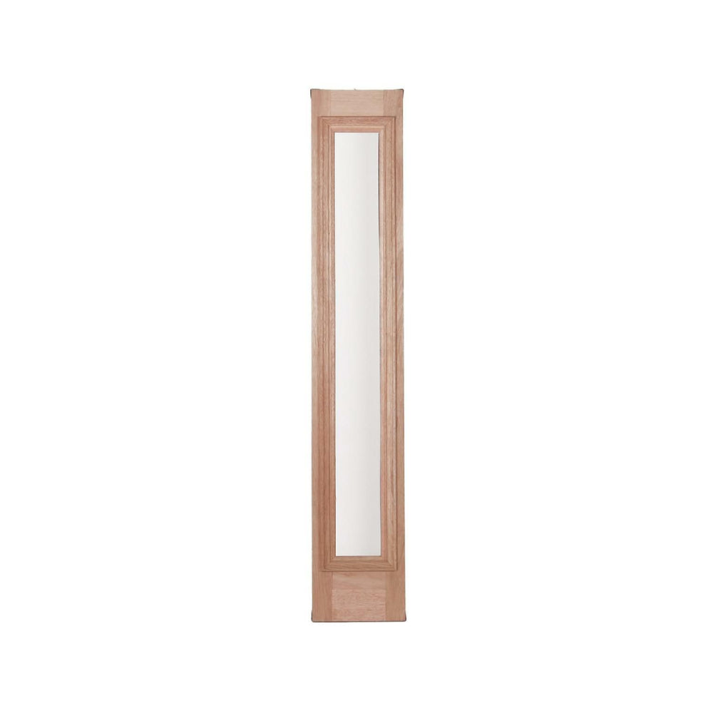 Puerta exterior de caoba de 4 pies 5 pulg. x 6 pies 8 pulg. con líneas horizontales y una ventana lateral
