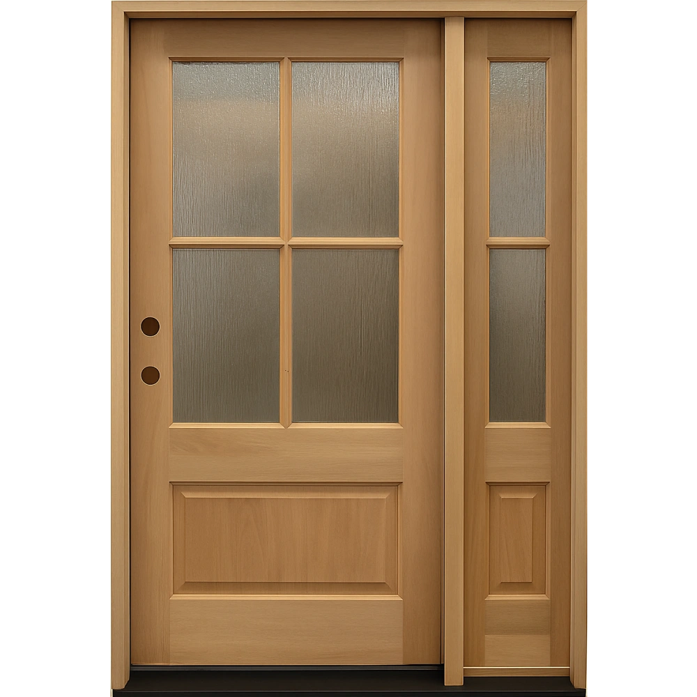 4/5x6/8 Exterior Mahogany Door with 4 Lites Without Trim and One Sidelight
