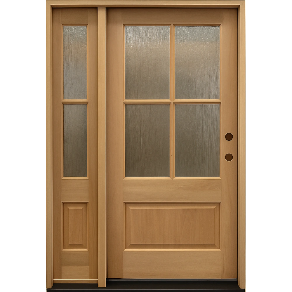 4/5x6/8 Exterior Mahogany Door with 4 Lites Without Trim and One Sidelight
