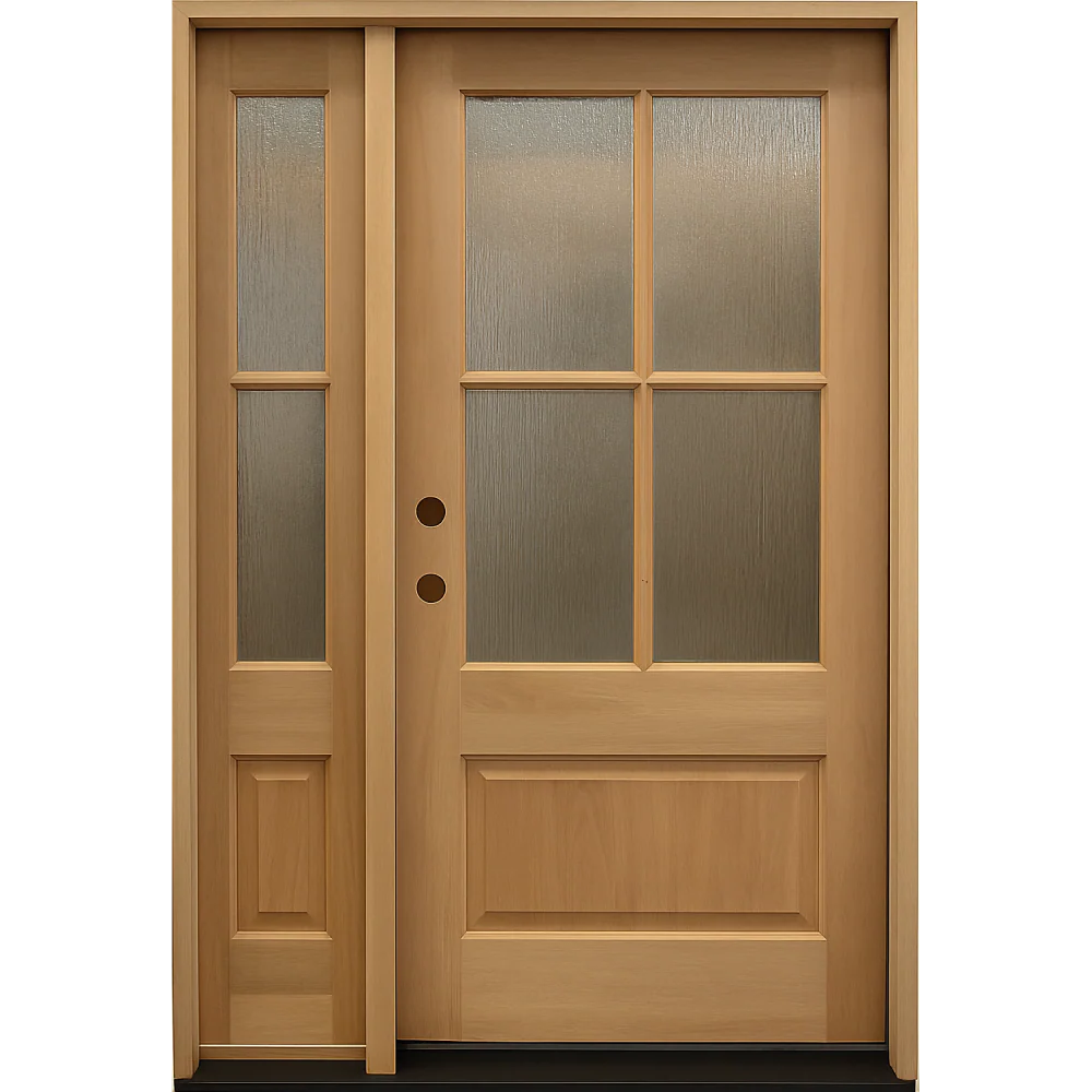 4/5x6/8 Exterior Mahogany Door with 4 Lites Without Trim and One Sidelight