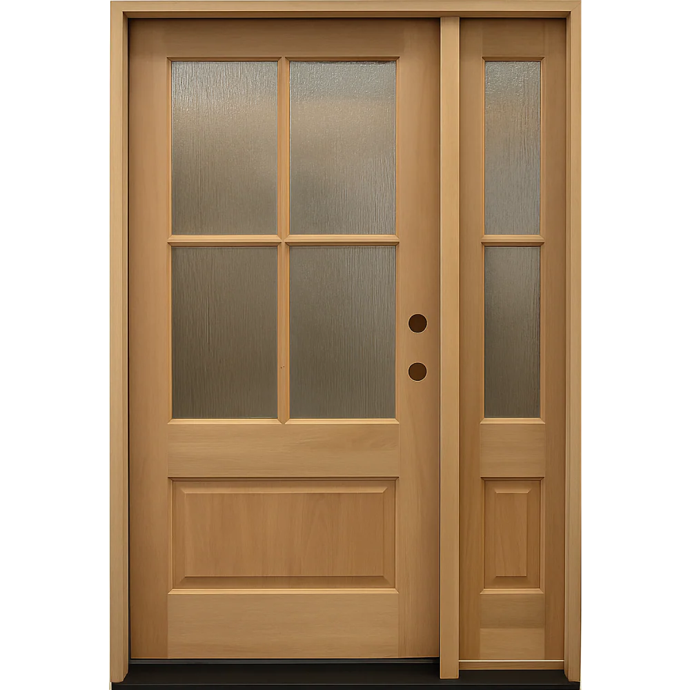4/5x6/8 Exterior Mahogany Door with 4 Lites Without Trim and One Sidelight
