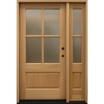 4/5x6/8 Exterior Mahogany Door with 4 Lites Without Trim and One Sidelight