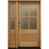 4/5x6/8 Exterior Mahogany Door with 4 Lites Without Trim and One Sidelight