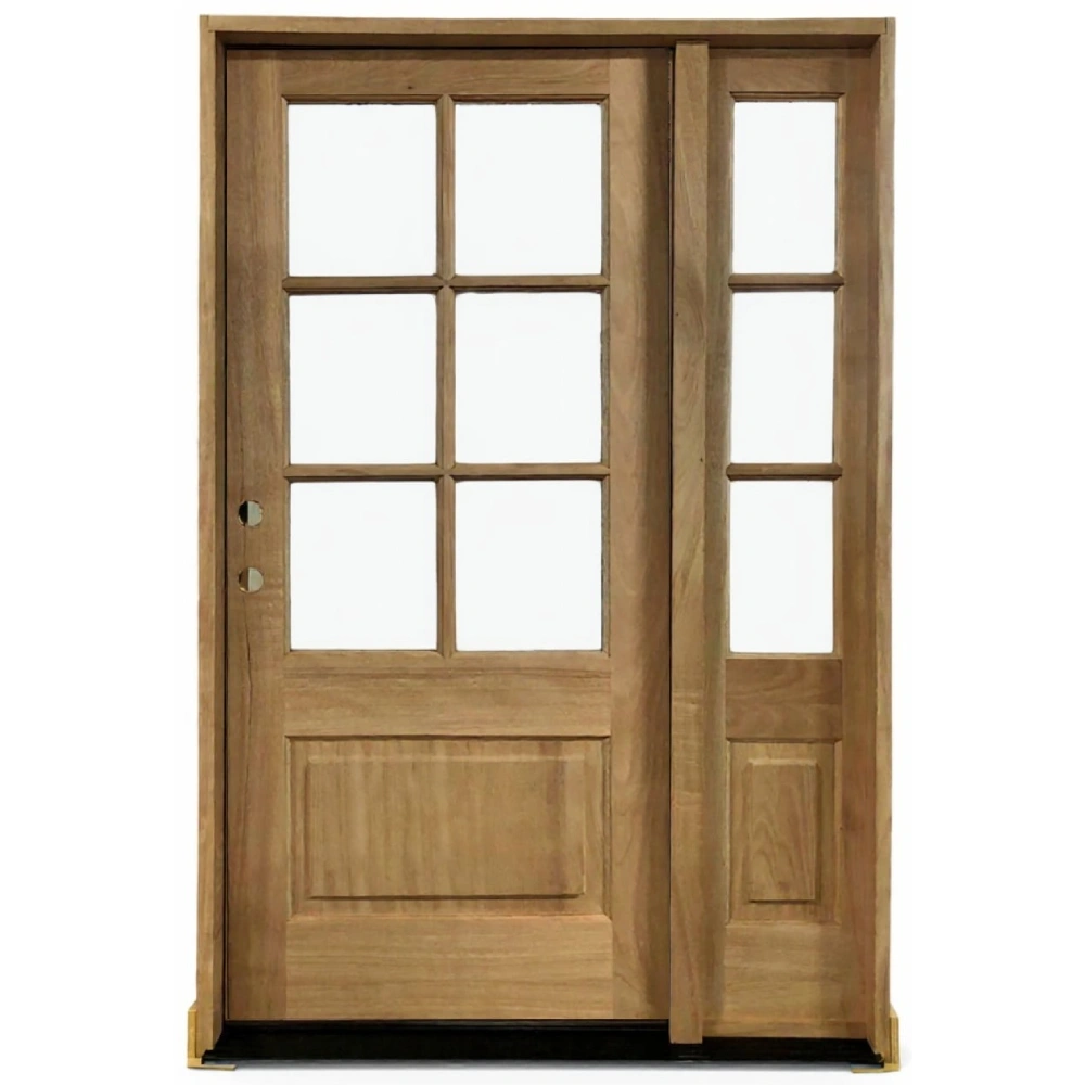 4/5x6/8 Exterior Mahogany Door with 6 Lites Without Trim and One Sidelight