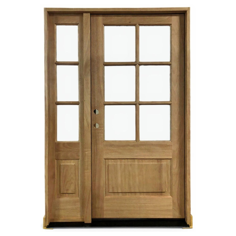 4/5x6/8 Exterior Mahogany Door with 6 Lites Without Trim and One Sidelight