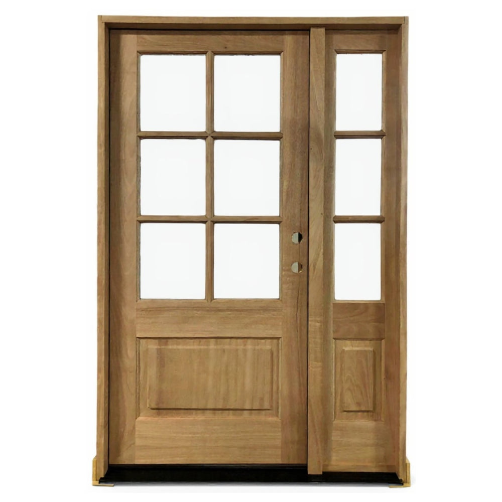 4/5x6/8 Exterior Mahogany Door with 6 Lites Without Trim and One Sidelight