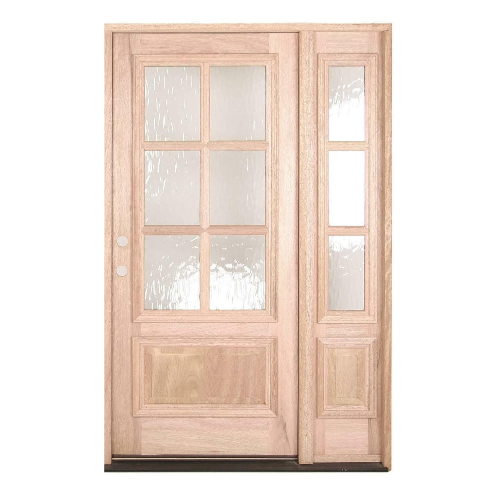 4 ft. 5 in. x6 ft. 8 in. Exterior Mahogany Door with 6 Lites and One Sidelight