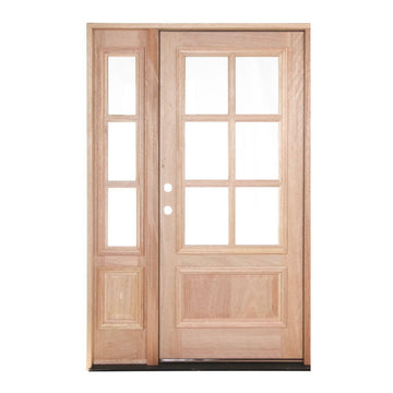 4 ft. 5 in. x6 ft. 8 in. Exterior Mahogany Door with 6 Lites and One Sidelight