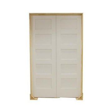 4 ft. x 80. in. Shaker 5-Panel Solid Core Primed MDF Prehung Interior French Door