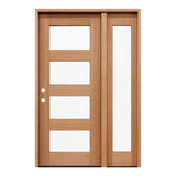 53 in x 80 in Exterior Mahogany Door | 1 Lite with Left Sidelight