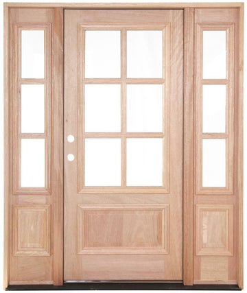 5 ft. 9 in. x 6 ft. 8 in. Exterior Mahogany Door 6 Lite with Sidelites