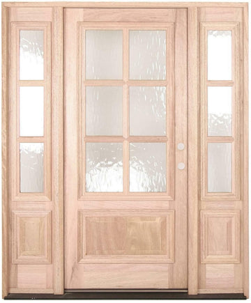 Puerta exterior de caoba de 5 pies 9 pulg. x 6 pies 8 pulg. con 6 paneles laterales