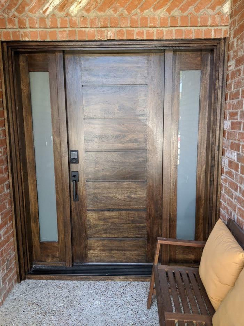 5 ft. 9 in. x 6 ft. 8 in. Exterior Mahogany Door Horizontal Lines with Sidelites